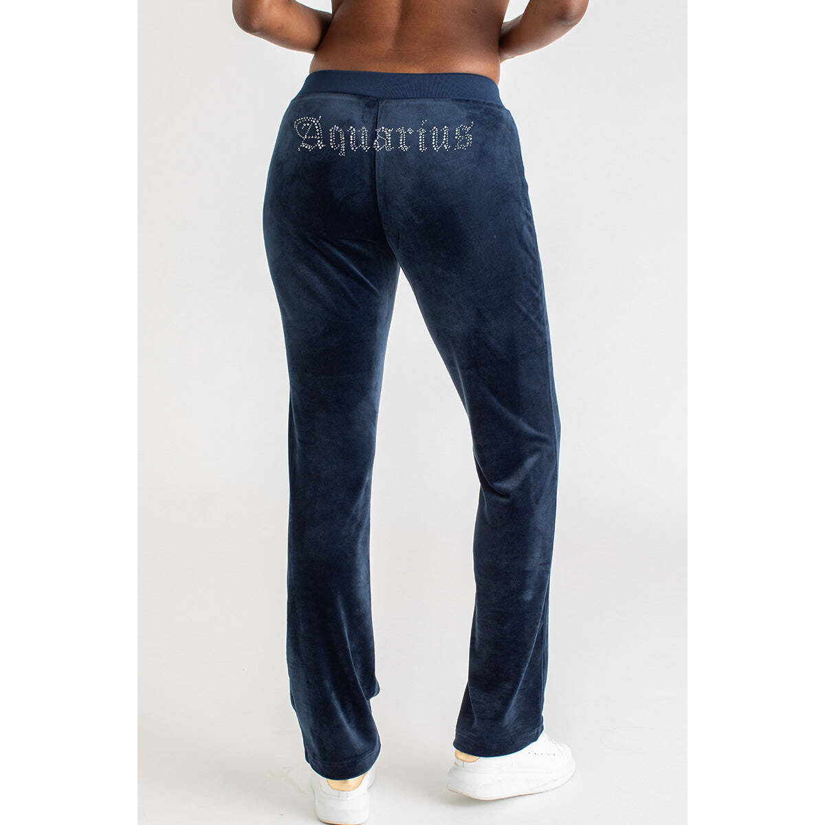 Aquarius Customizable Big Bling Velour Track Pants