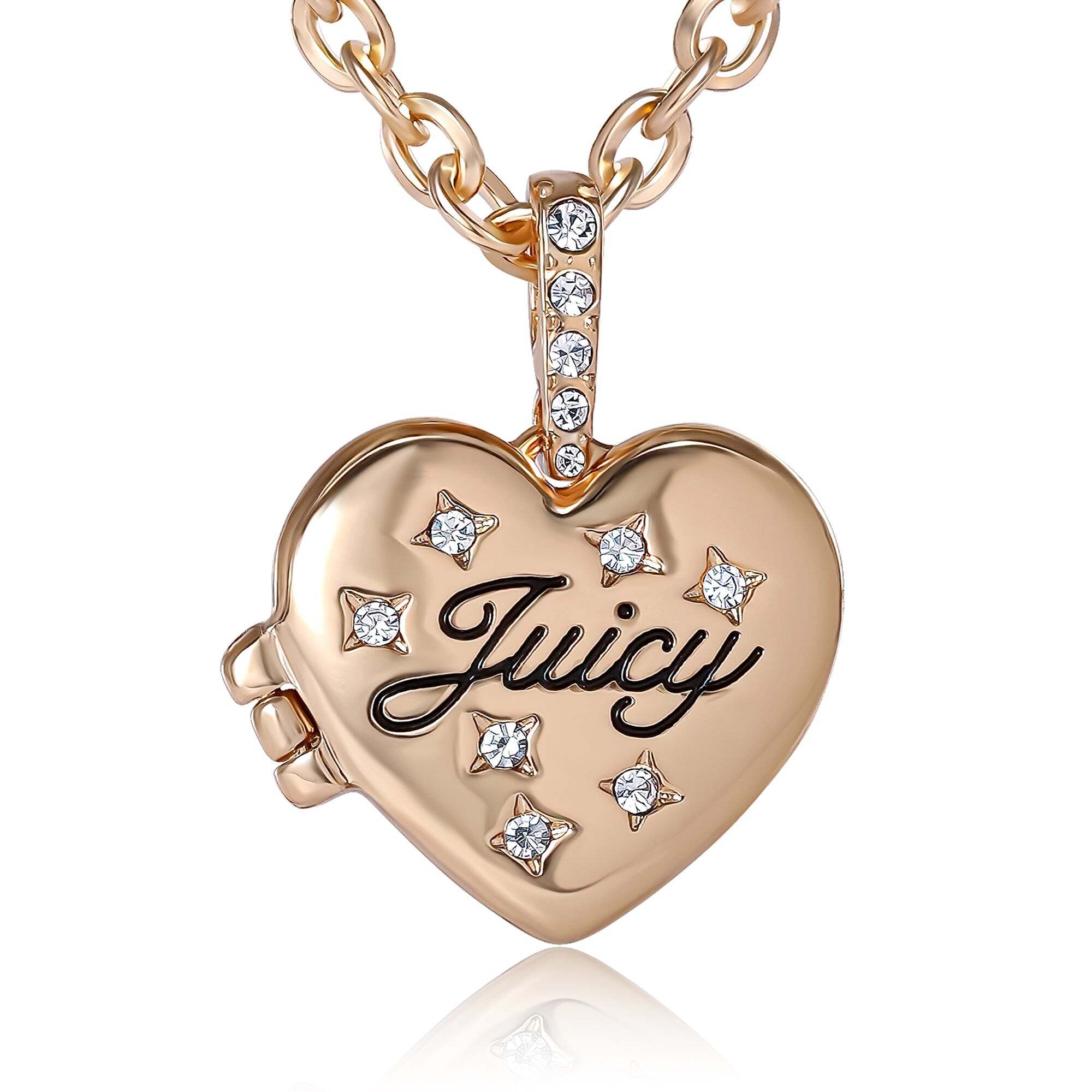 Crystal Heart Locket Pendant Necklace