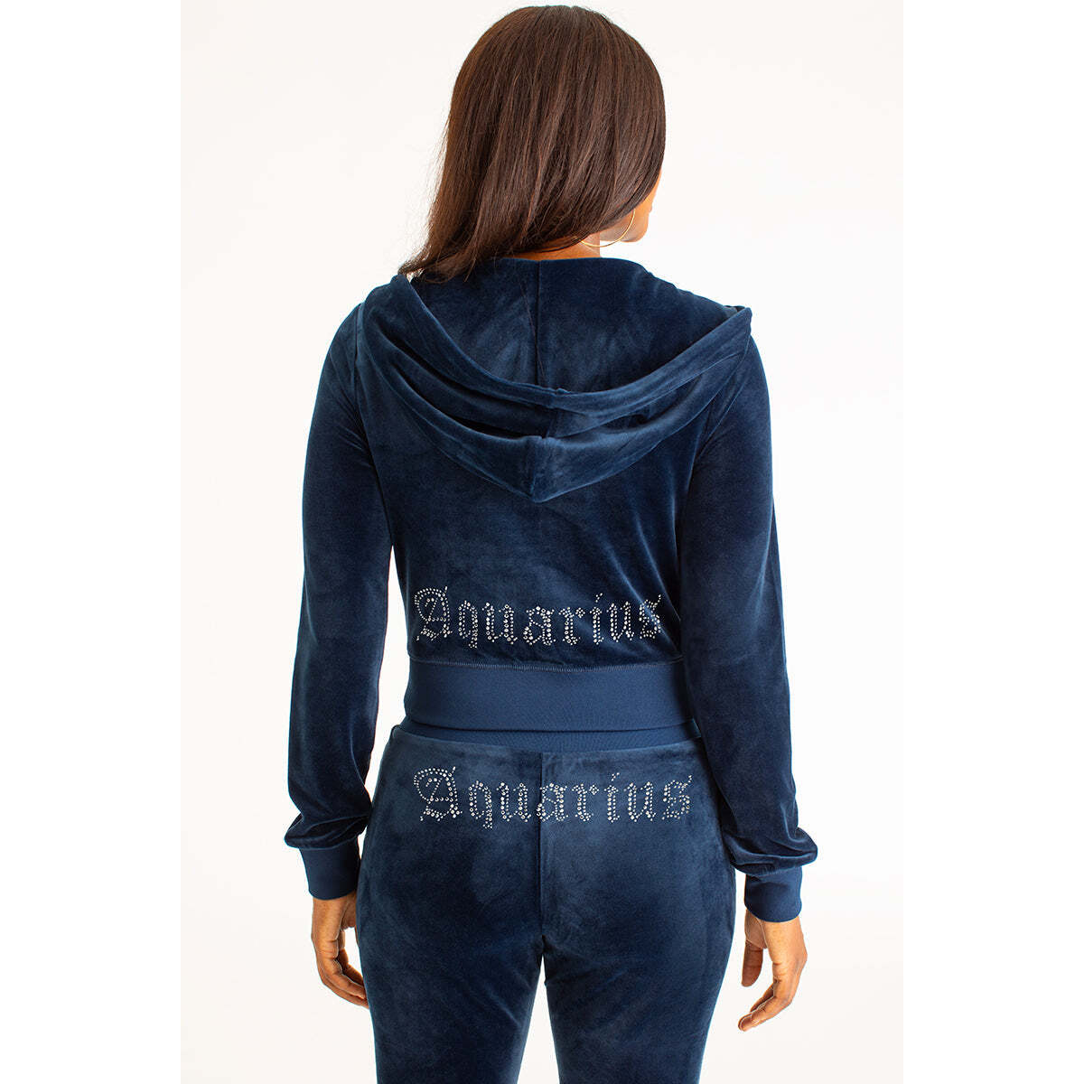 Aquarius Customizable Big Bling Velour Hoodie